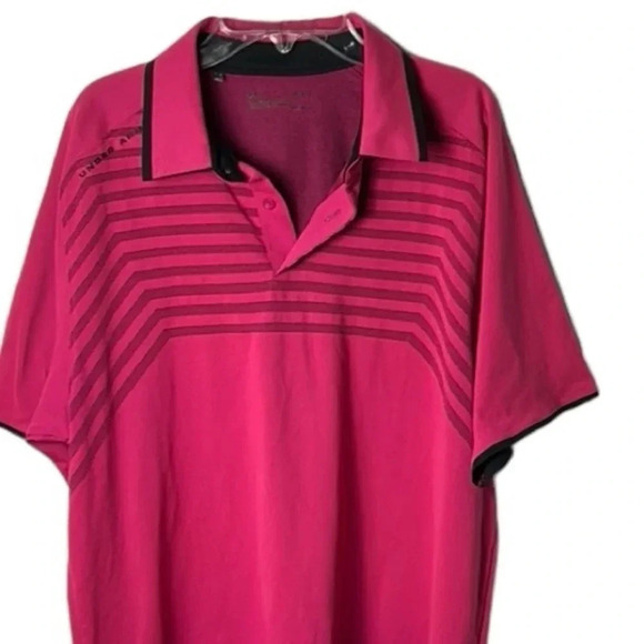 Under Armour Heat gear polo,golf shirt,men Large,Short sleeve , logo,stripes. - Picture 5 of 14